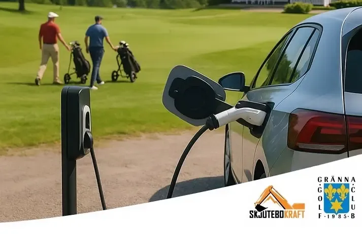 Laddboxinstallation vid besöksparkeringen på Gränna Golfklubb